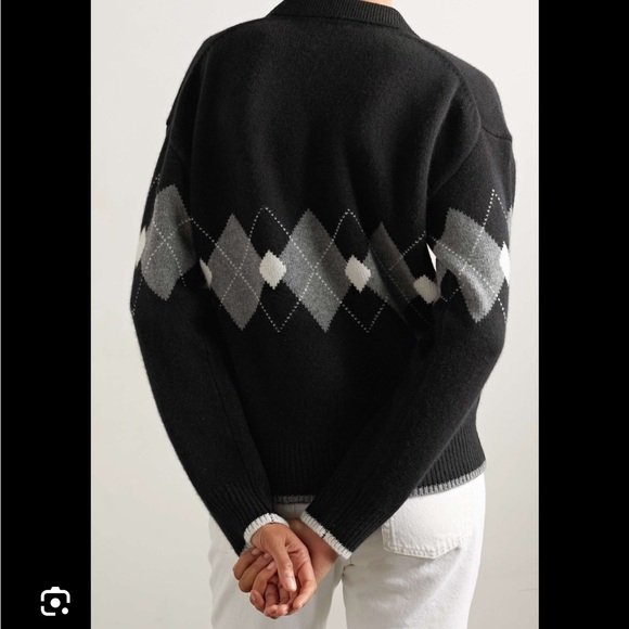 CO Cashmere Argyle Polo Sweater - S - Picture 4 of 6